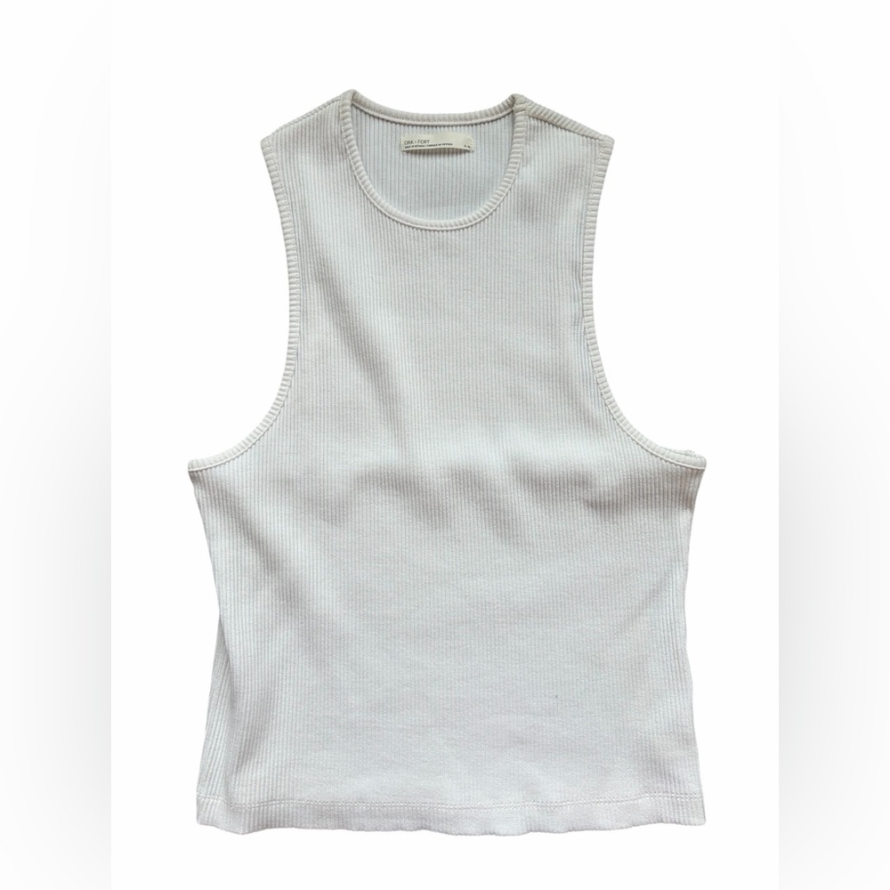OAK + FORT White Ribbed Tank Top